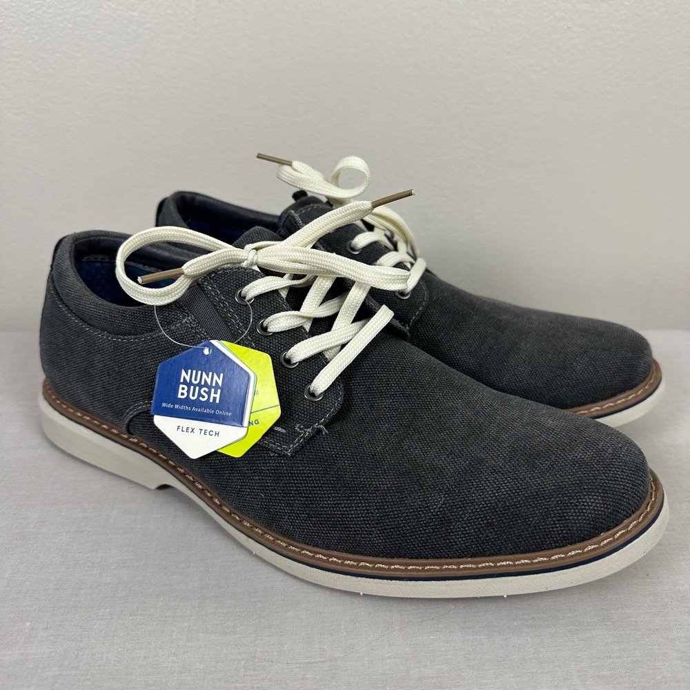 Nunn Bush Men's 10.5 Otto CNV PT OX Gunmetal Gray Textile Memory Foam Shoes NEW